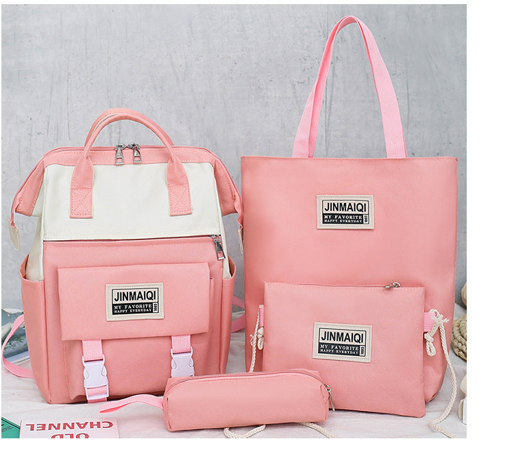 Big Clip Four-Piece Set Of Casual College Students Ladies Backpack Sean Powell Apparel