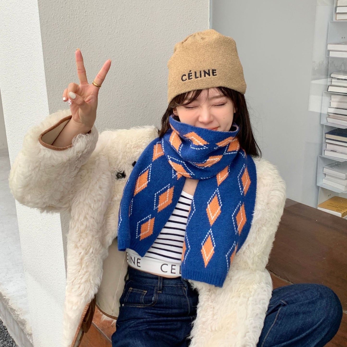 Urban Diamond Knitted Scarf