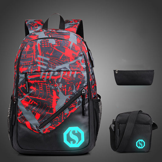 Mens Graffiti Three Piece Plaid Backpack