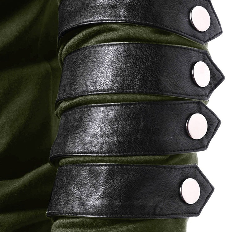 A green Urban Escape long hooded t-shirt with lace-up details on the front and black leather-look patches on the sleeves.