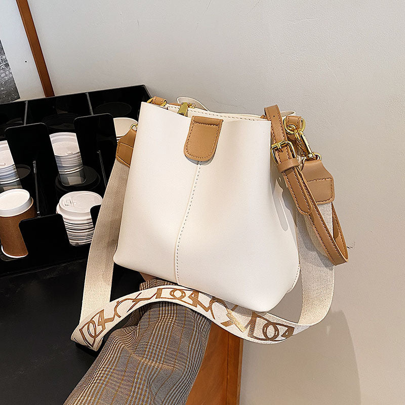 Parisian Chic Wide Strap Bucket Bag