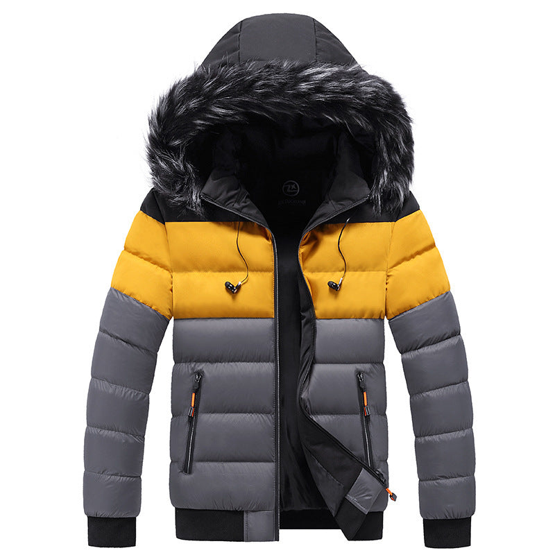 Hooded jacket men's thick warm cotton jacket ,