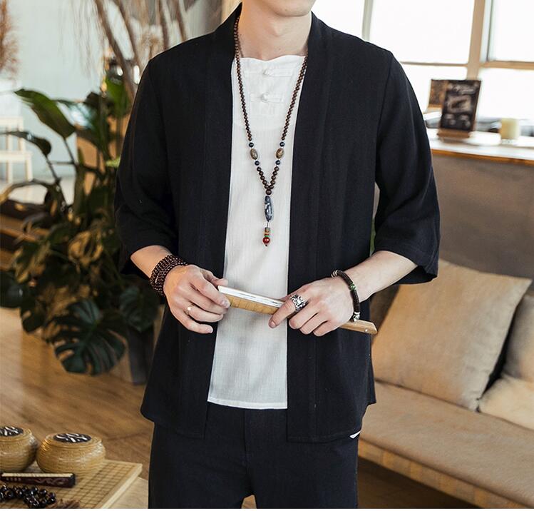 Traditional Chinese Cotton & Linen Cardigan Shirt Sean Powell Apparel