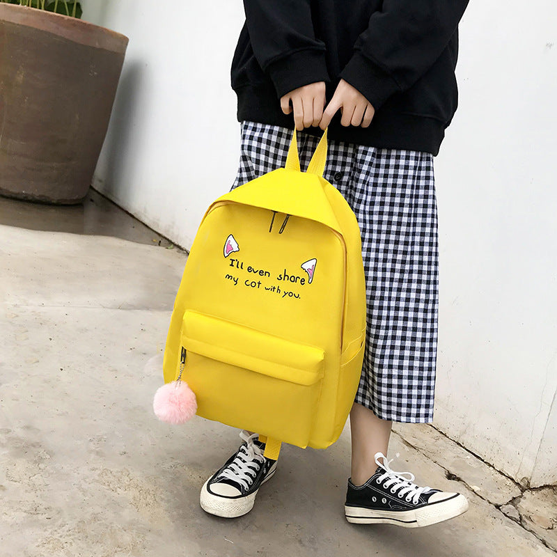 Womens Backpack Contrast Color 4pcs Set Canvas Waterproof Bag