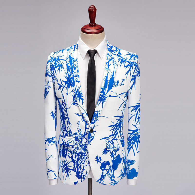 Euro Trend Casual Print Blazer