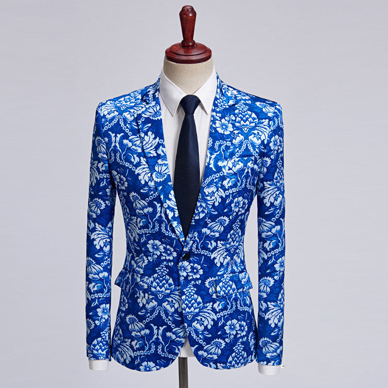 Euro Trend Casual Print Blazer