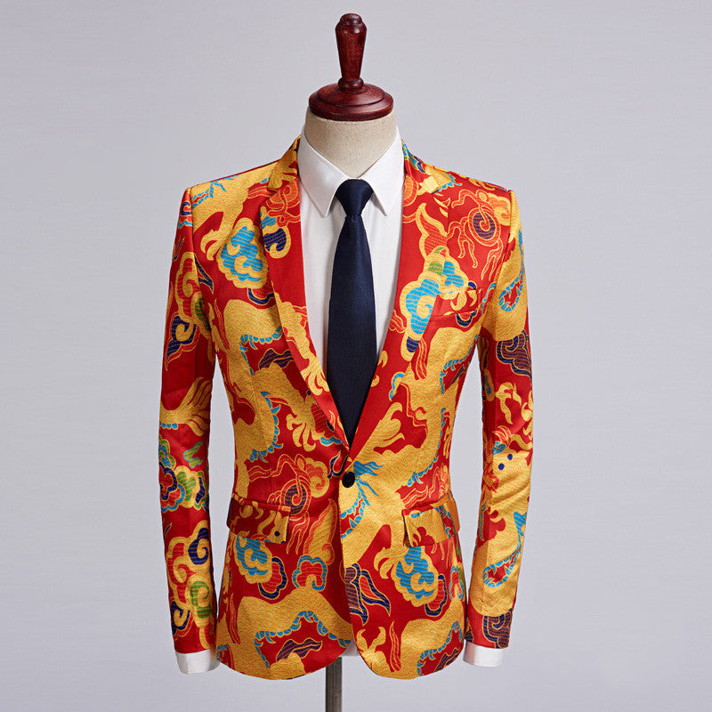 Euro Trend Casual Print Blazer