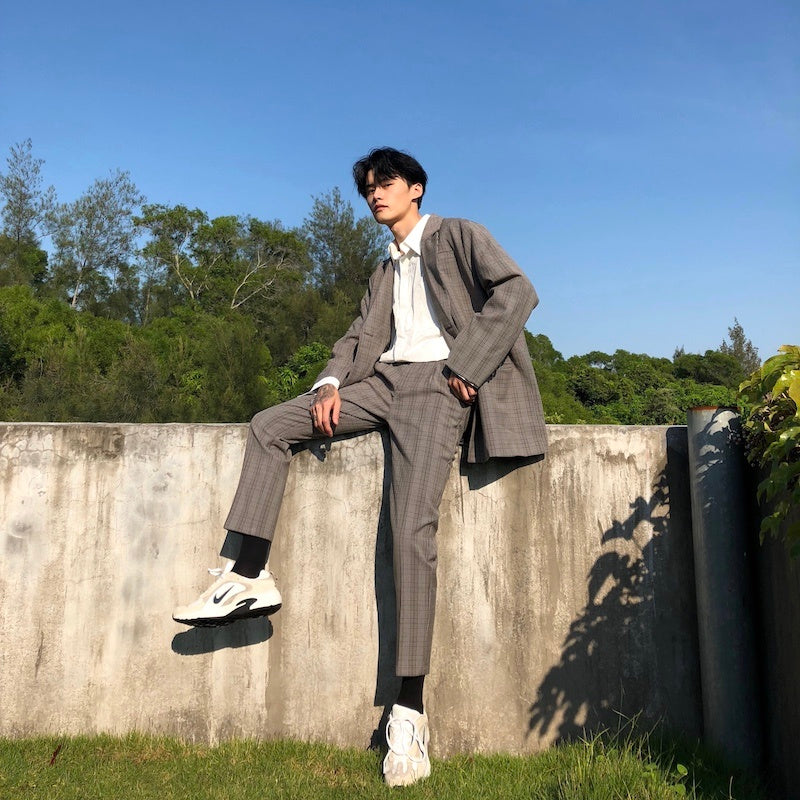 Cuibuju 20SS Korean Plaid Loose-Fit Single-Breasted Jacket