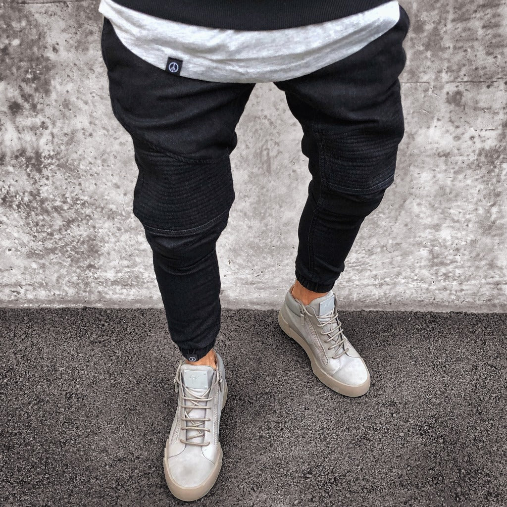 Mens Stretchy Ripped Biker Jeans Sean Powell Apparel
