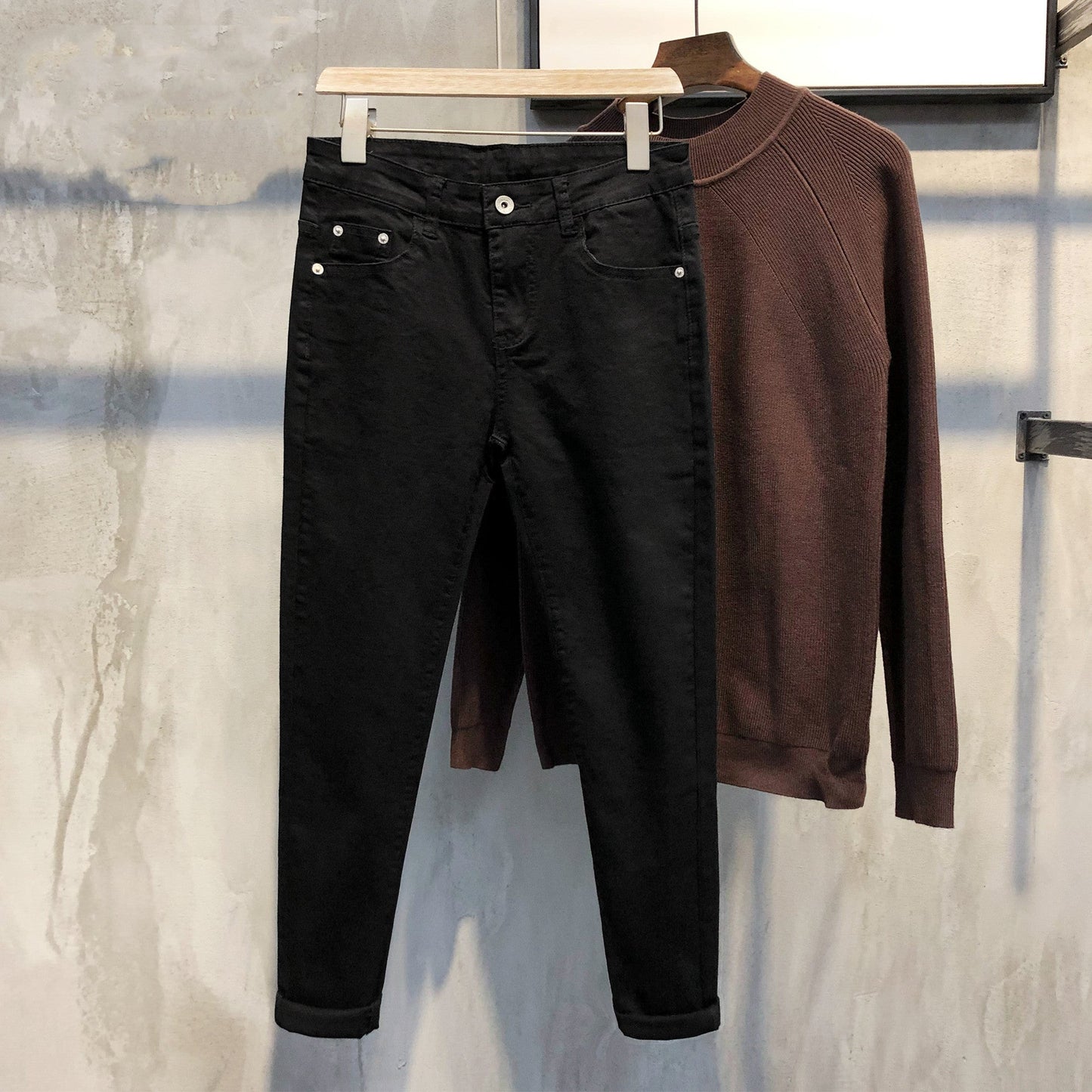 All-match Stretch Jeans Mens 9-point Slim Feet Sean Powell Apparel