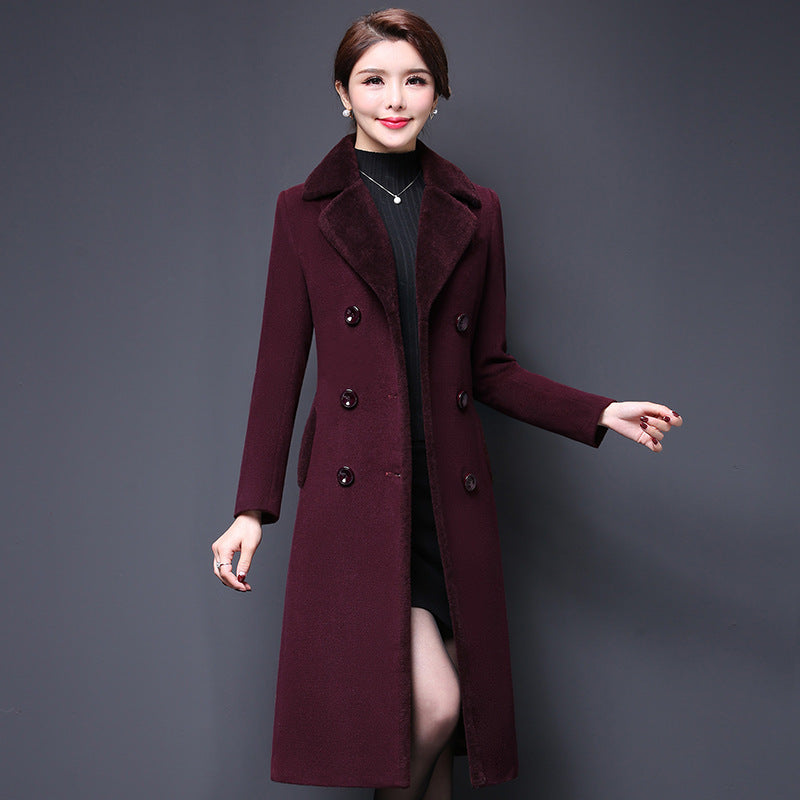 Elegant Embrace Wool Dress Coat