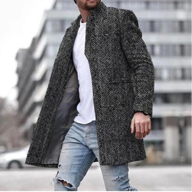 Herringbone collared windbreaker