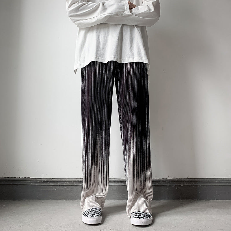Men’s Loose Fit Gradient Striped Wide-Leg Pants