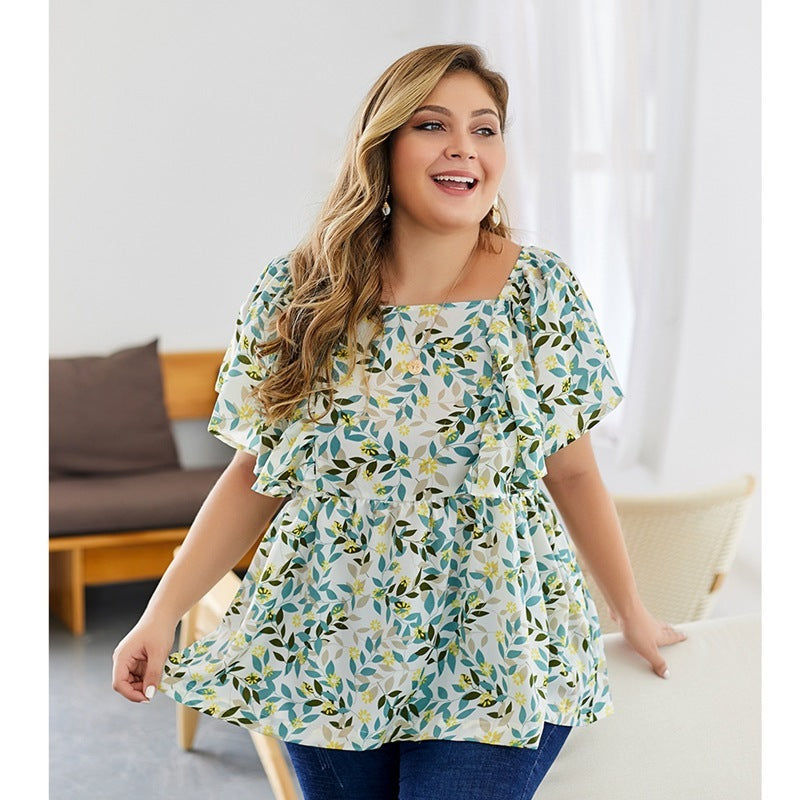 Summer Breeze Floral Plus-Size Blouse
