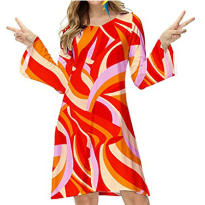 Retro Chic Hippie Print Dress