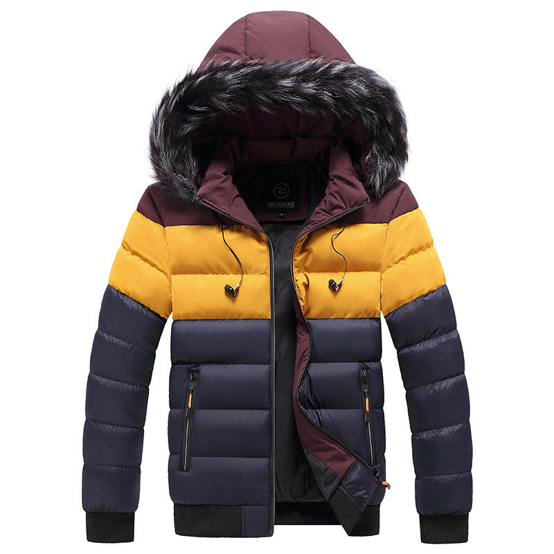 Hooded jacket men's thick warm cotton jacket ,