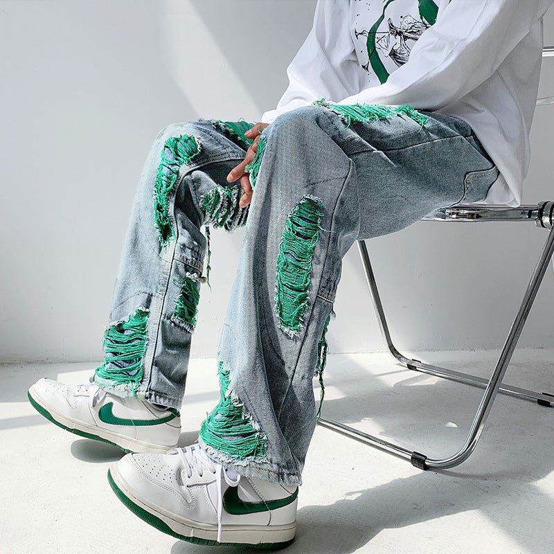 Mens Vintage Loose Ripped And Worn Jeans Sean Powell Apparel