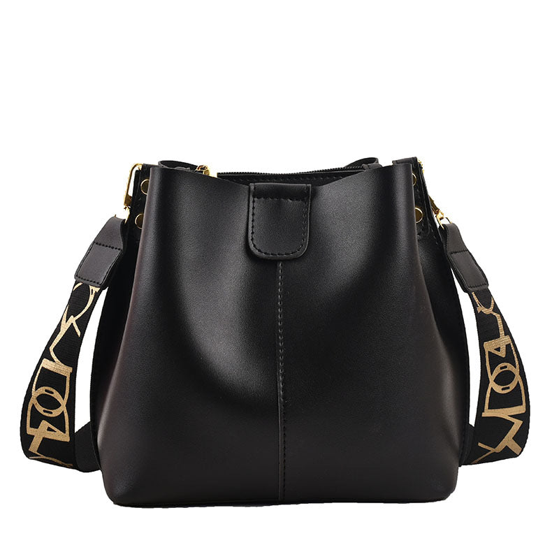 Parisian Chic Wide Strap Bucket Bag