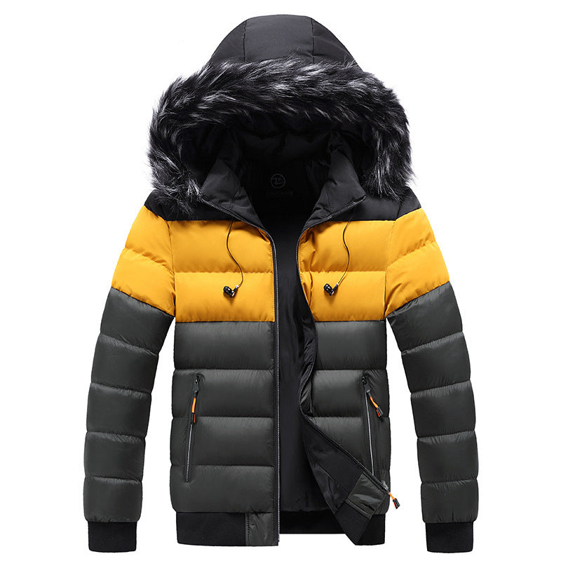 Hooded jacket men's thick warm cotton jacket ,