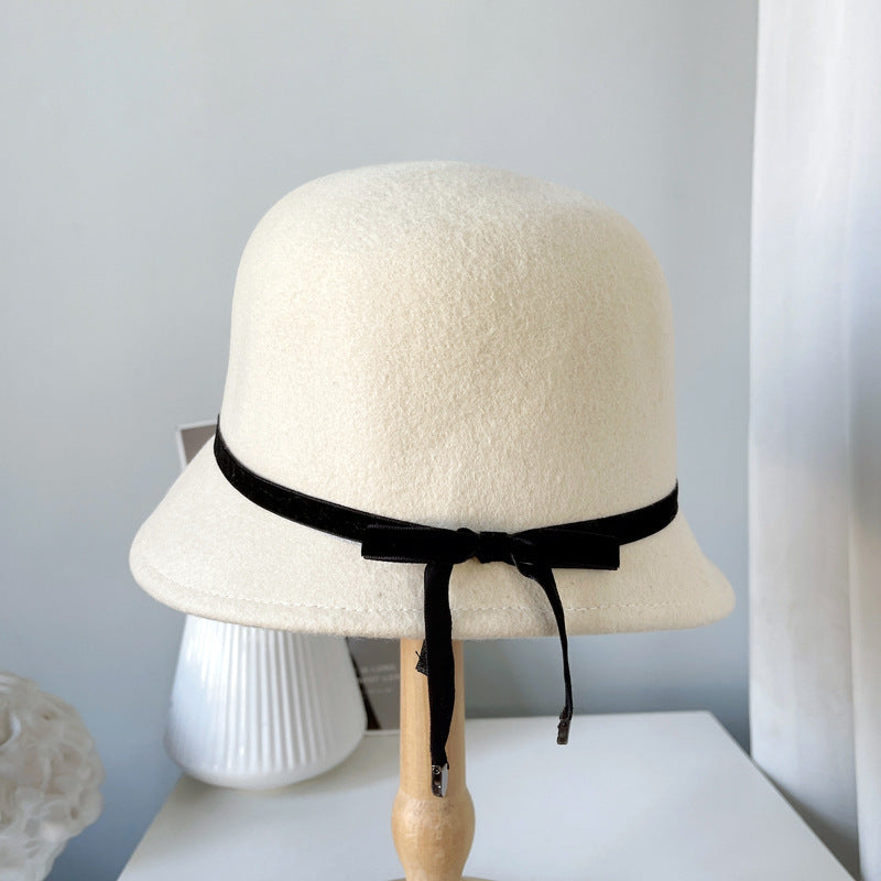 Sophisticated Bow-Accented Wool Felt Hat for Women