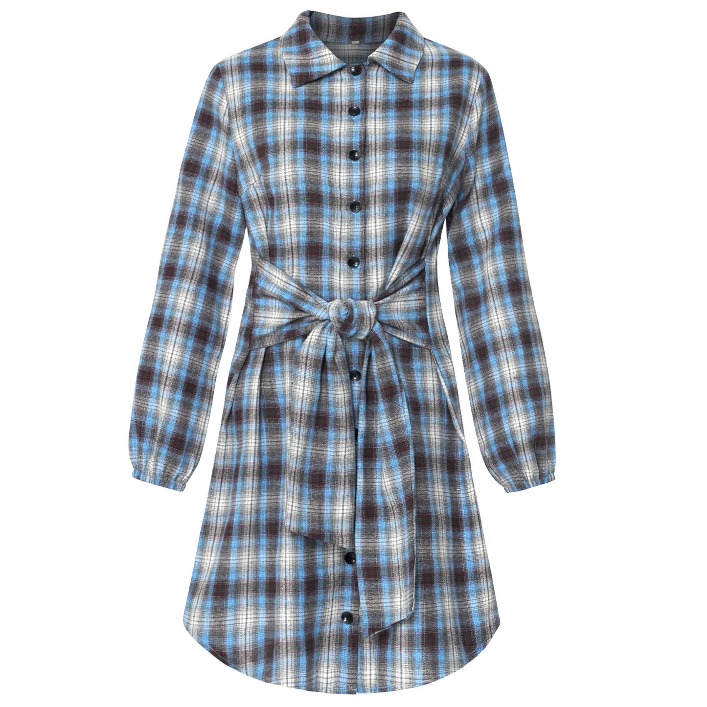 Plaid Perfection Drawstring Waist Fashion Dress