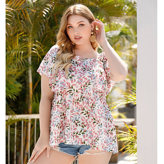 Summer Breeze Floral Plus-Size Blouse