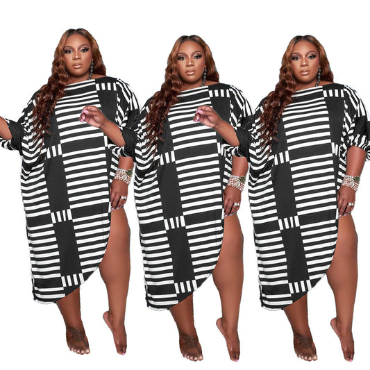 Stripe Muse Plus Size Dress