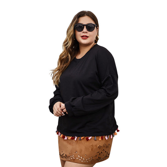 Casual Luxe Fringed Top – Effortless Plus Size Style