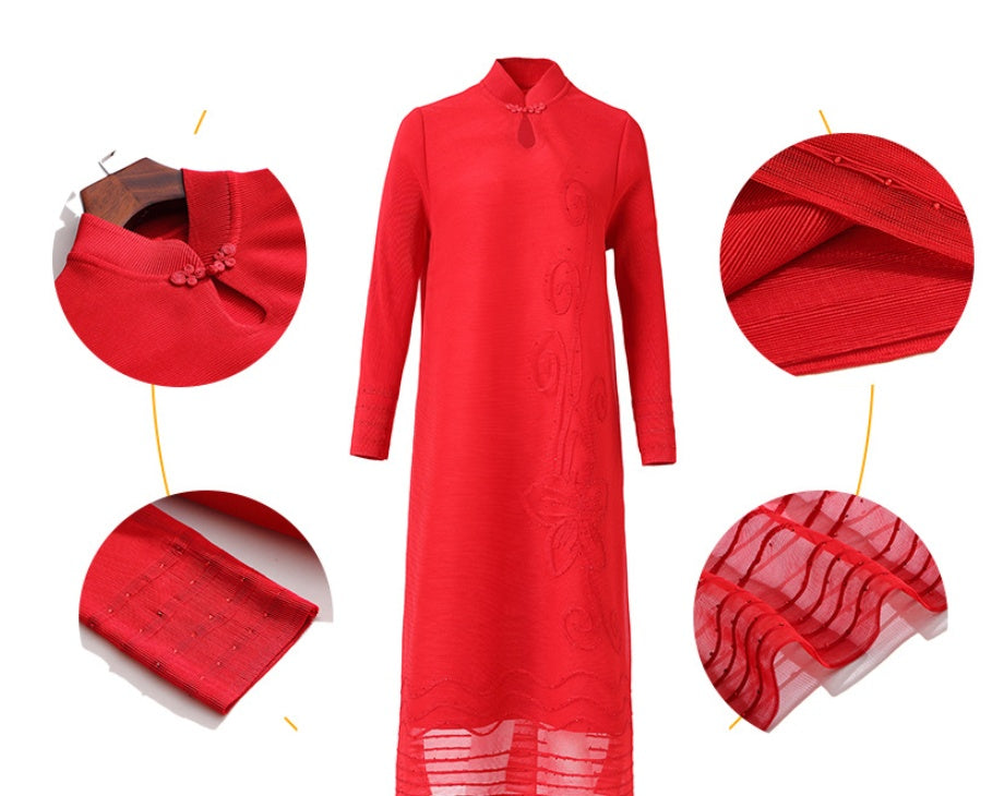 Crimson Bloom Spring Dress