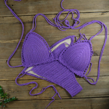Handcrafted Elegance: Solid Color Crochet Bikini