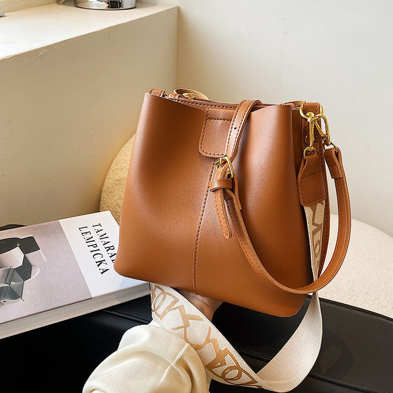 Parisian Chic Wide Strap Bucket Bag