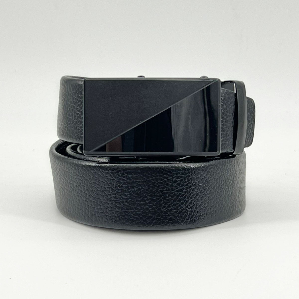 Classic Black Microfiber PU Leather Ratchet Belt with Adjustable Buckle Sean Powell Apparel
