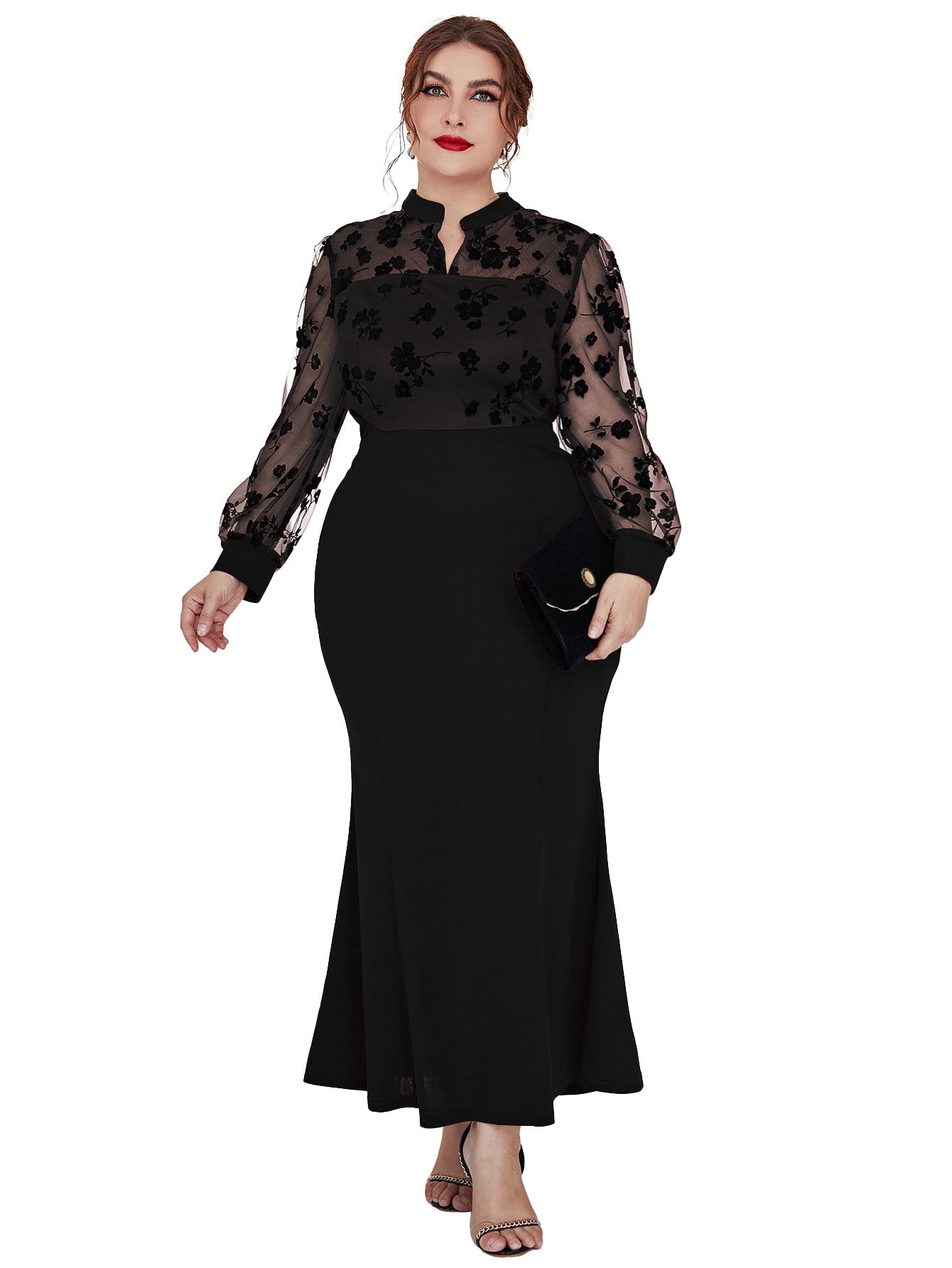 Modest Long Sleeve Maxi Dress - Large Size for Women