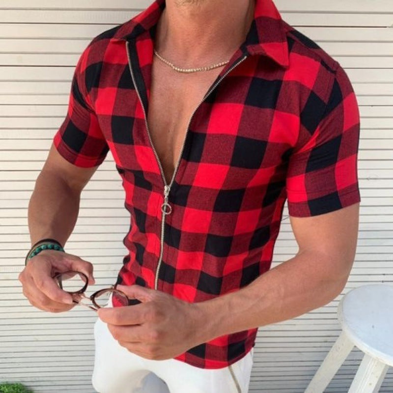 Zippered Plaid Summer Tee Sean Powell Apparel