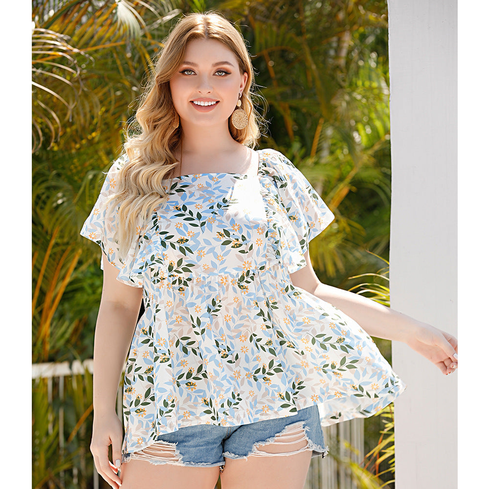 Summer Breeze Floral Plus-Size Blouse