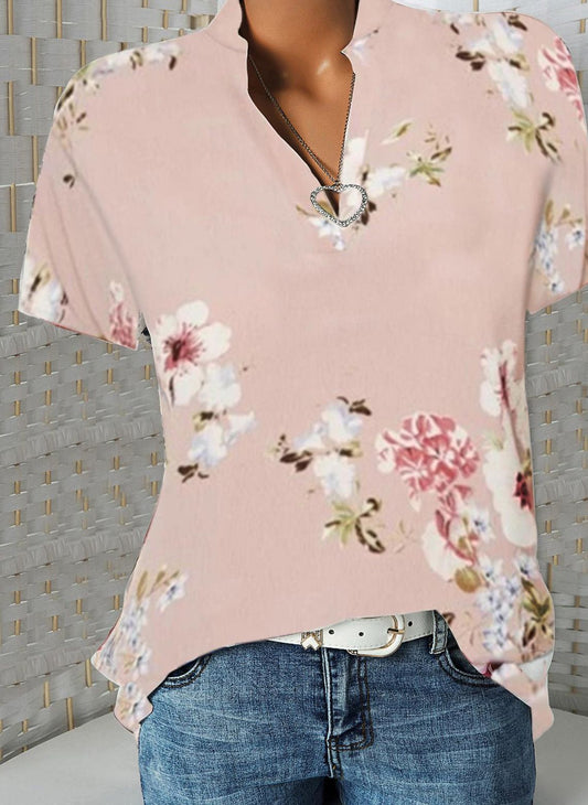 Vibrant Blooms Plus Size Shirt – Short Sleeve Style