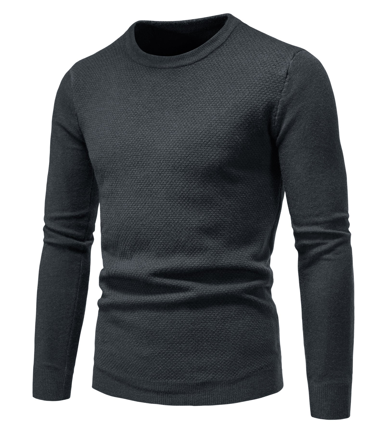 A black Urban Wave Chunky Knit sweater with a crew neckline and a textured fabric.