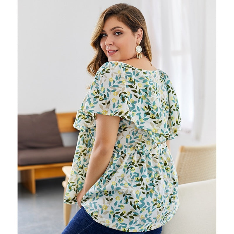 Summer Breeze Floral Plus-Size Blouse
