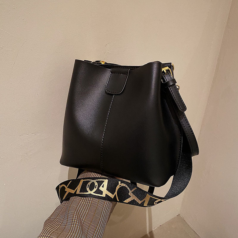 Parisian Chic Wide Strap Bucket Bag
