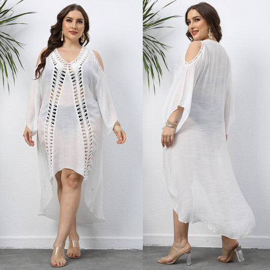 Boho Breeze Crochet Beach Cover-Up – Plus Size Edition
