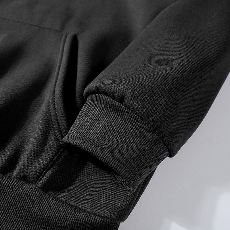 Black hoodie with a graphic print of a person in a blue dress with stars and text reading 'HEALING SPORT'.