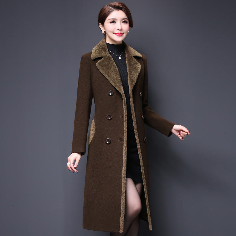 Elegant Embrace Wool Dress Coat