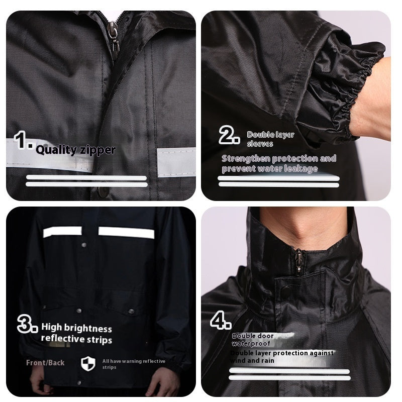Rainproof Outdoor Motorcycle Riding Reflective Split Raincoat Sean Powell Apparel