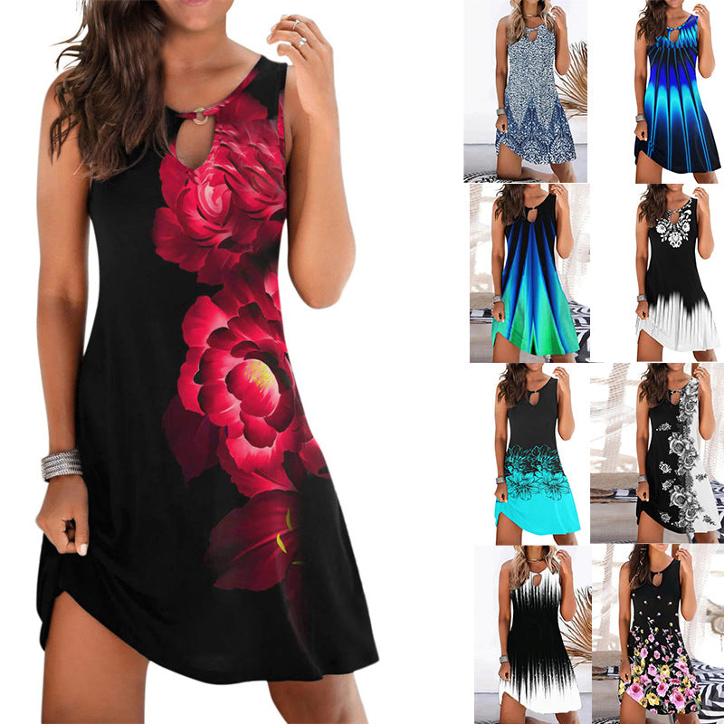 Vivid Print Sleeveless Dress