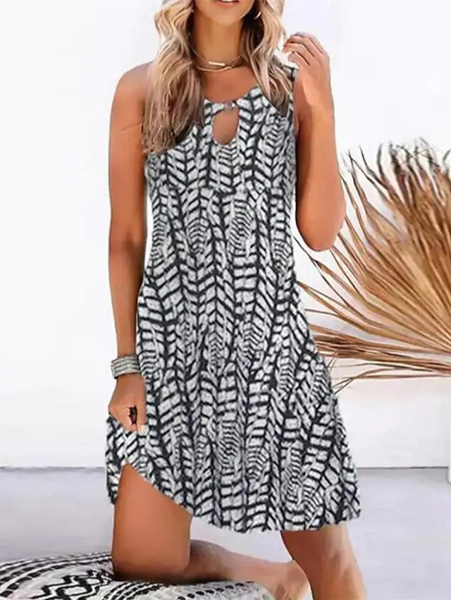 Vivid Print Sleeveless Dress