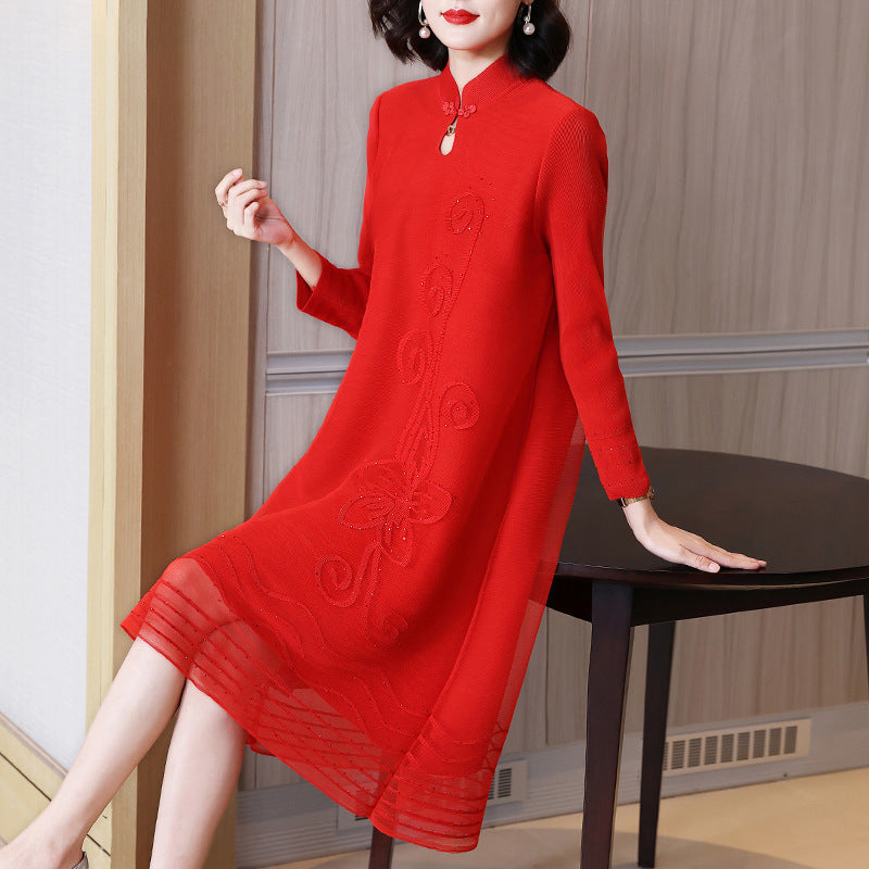 Crimson Bloom Spring Dress