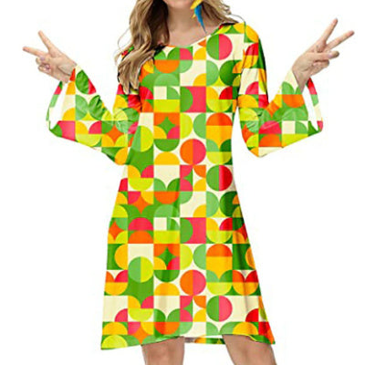 Retro Chic Hippie Print Dress