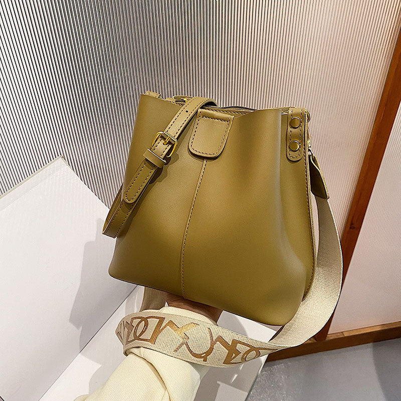 Parisian Chic Wide Strap Bucket Bag