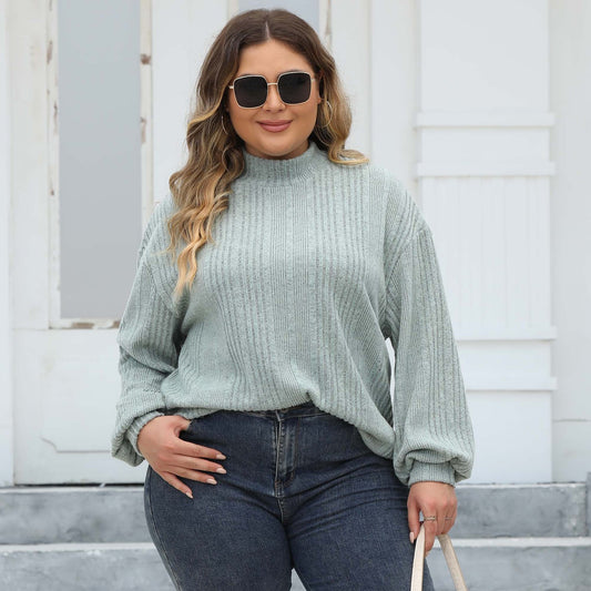 Elegant Ease Half-Turtleneck Tee – Plus Size Comfort