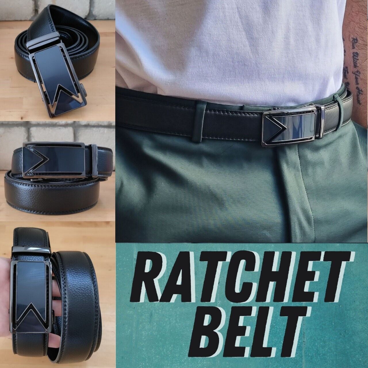 Elite Ratchet Leather Belt for Men – Adjustable Automatic Buckle Sean Powell Apparel